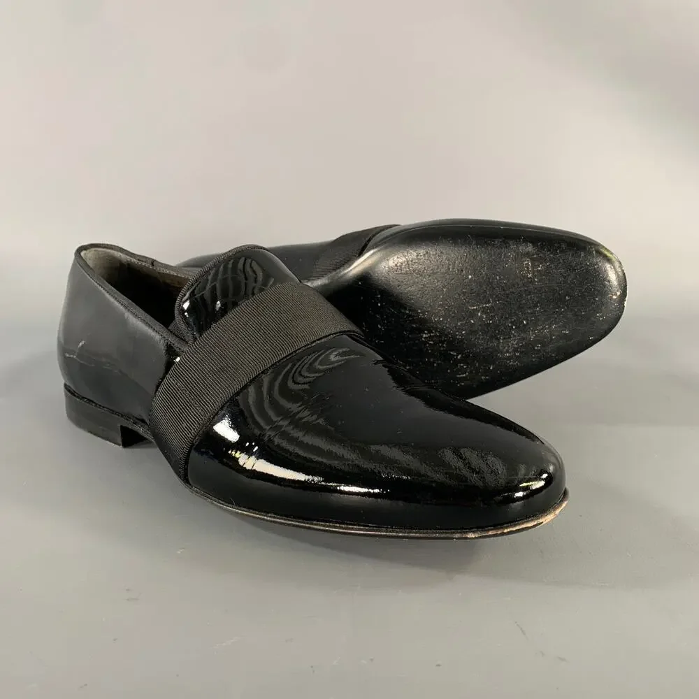 LANVIN Size 8 Black Patent Leather Slip On Loafers